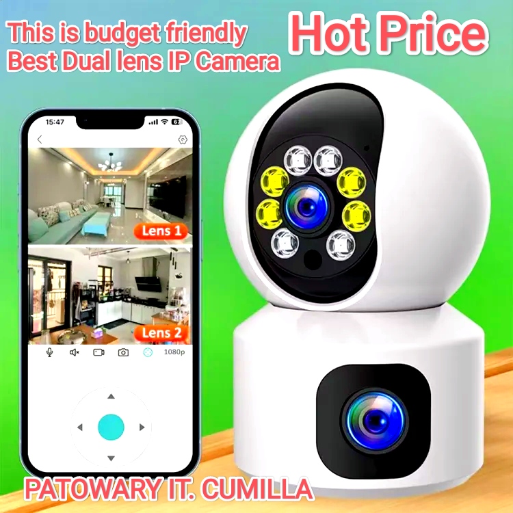 Dual Lens V380 IP security camera with 24 Hours full color Video