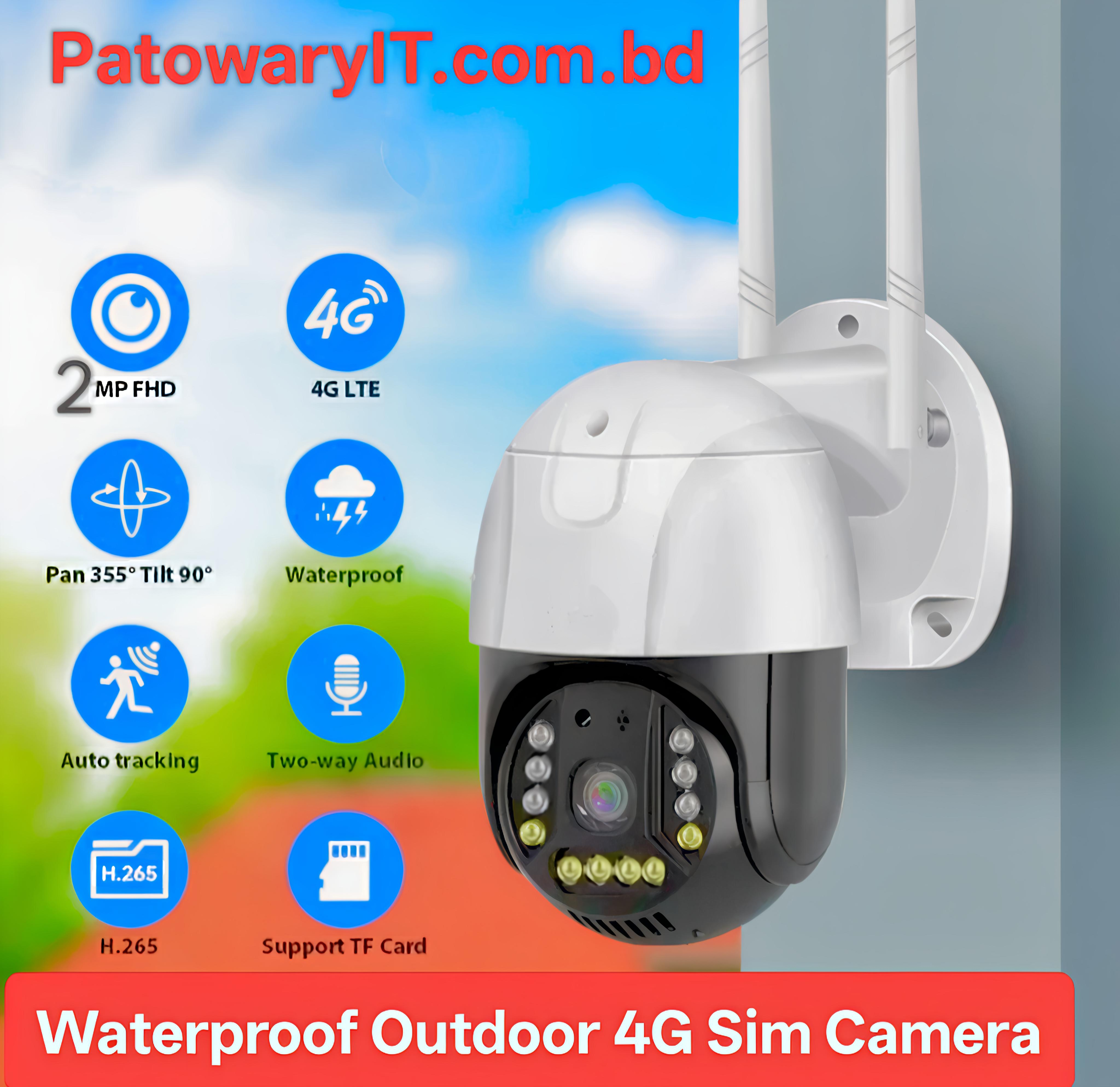 V380 PRO Outdoor waterproof 4G Sim IP Camera. 2MP Full HD PTZ Camera Night Vision Auto Tracking Two Way